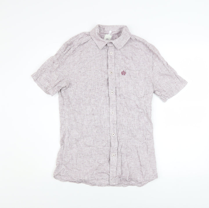River Island Men’s Purple Short Sleeve Cotton Button-Up Shirt Size S