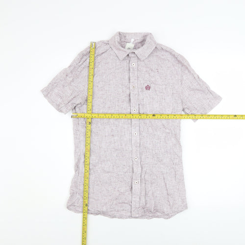 River Island Men’s Purple Short Sleeve Cotton Button-Up Shirt Size S