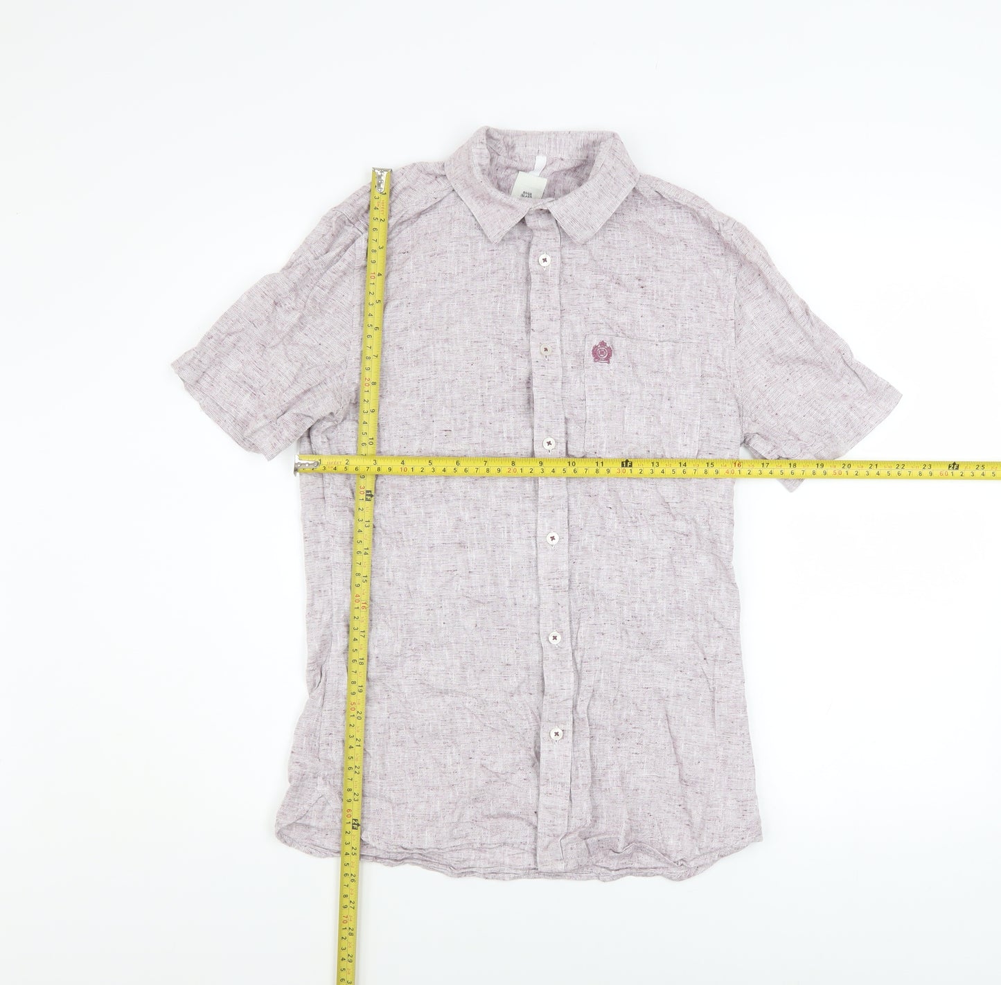 River Island Men’s Purple Short Sleeve Cotton Button-Up Shirt Size S