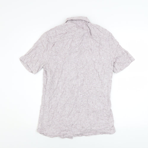 River Island Men’s Purple Short Sleeve Cotton Button-Up Shirt Size S
