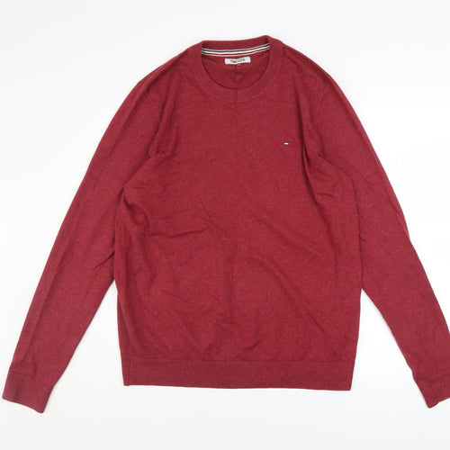 Hilfiger Denim Men's Red Cotton Crew Neck Jumper XL
