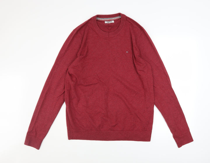 Hilfiger Denim Men's Red Cotton Crew Neck Jumper XL