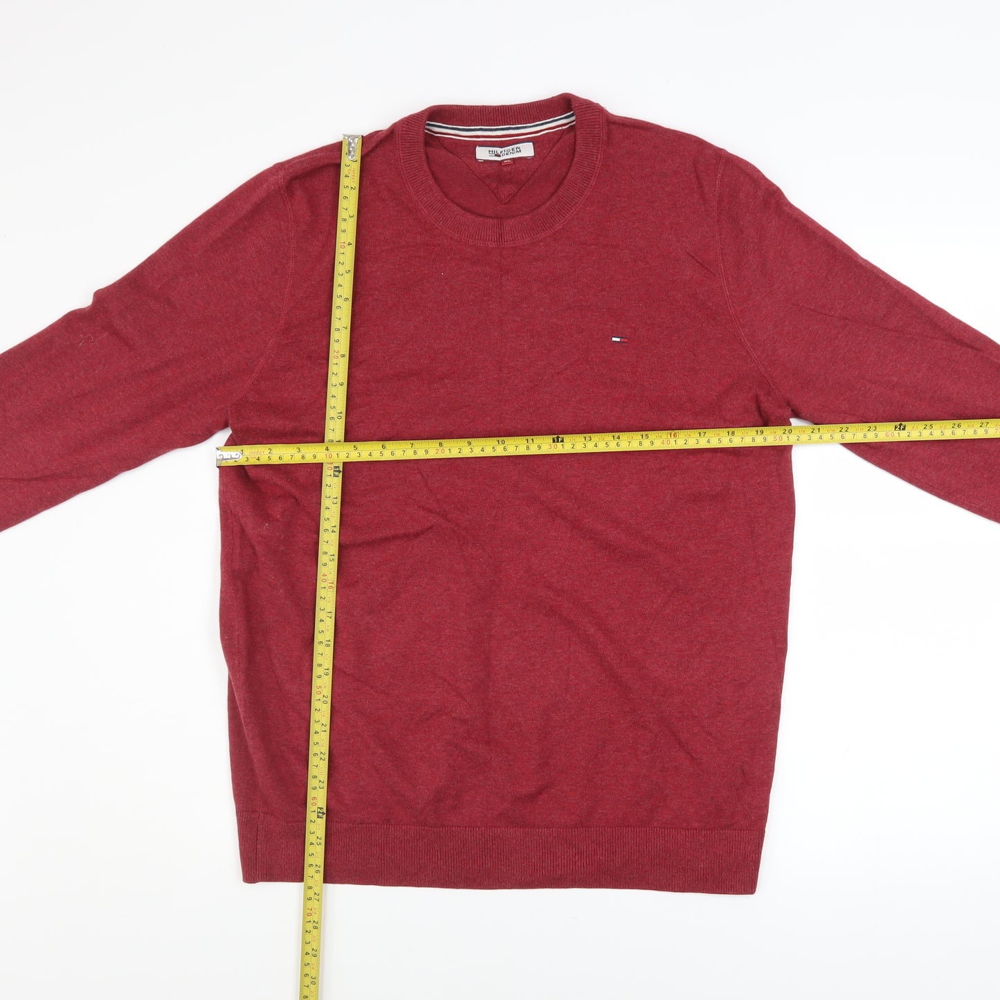 Hilfiger Denim Men's Red Cotton Crew Neck Jumper XL