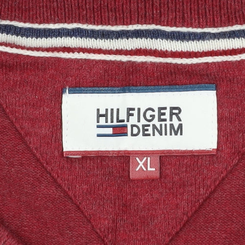 Hilfiger Denim Men's Red Cotton Crew Neck Jumper XL