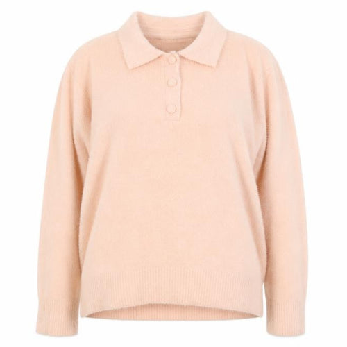 Gallery Women Blush Pink Collared Henley Sweater XL Soft Knit