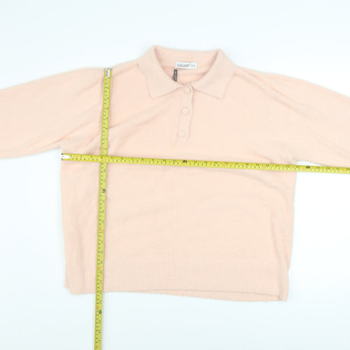 Gallery Women Blush Pink Collared Henley Sweater XL Soft Knit