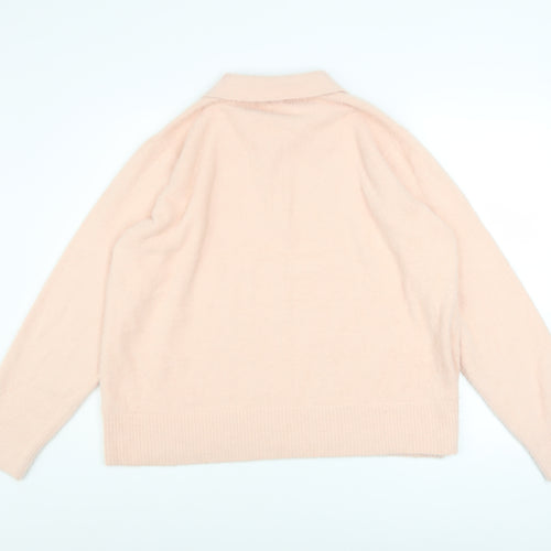Gallery Women Blush Pink Collared Henley Sweater XL Soft Knit