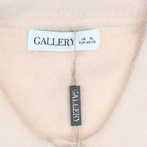 Gallery Women Blush Pink Collared Henley Sweater XL Soft Knit