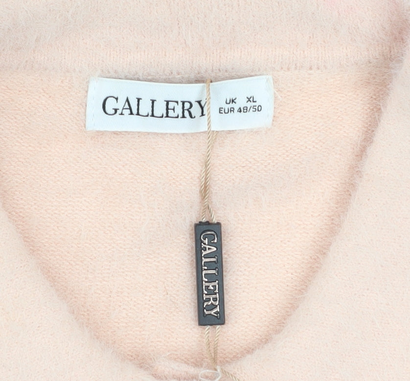 Gallery Women Blush Pink Collared Henley Sweater XL Soft Knit