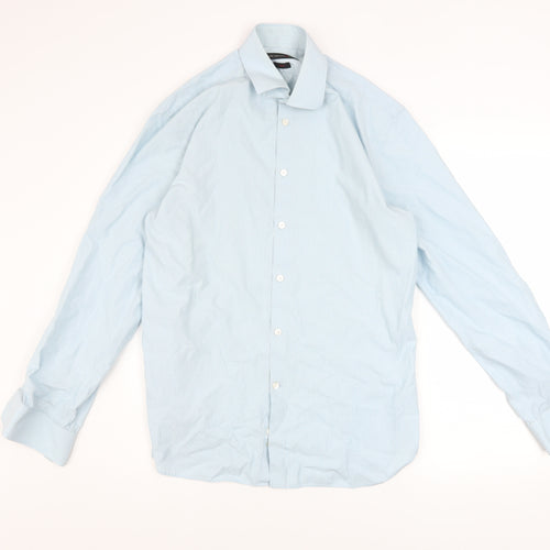 John Varvatos Men Blue Slim Fit Long Sleeve Striped Button-Up Shirt 15.5