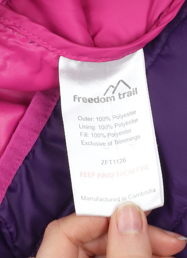 Freedom Trail Girls Purple Hooded Puffer Jacket 11-12 Years Lightweight Winter Coat