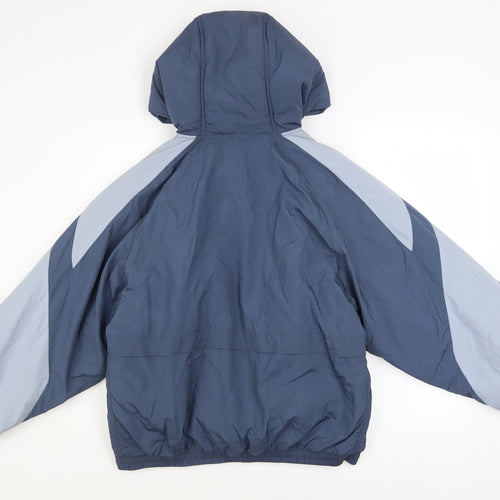 Reebok Women Blue Hooded Anorak Jacket S Retro Sportswear