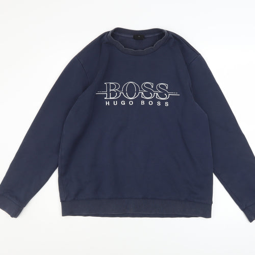 Hugo Boss Men's Blue Slim Fit Logo Sweatshirt XL