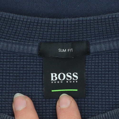 Hugo Boss Men's Blue Slim Fit Logo Sweatshirt XL