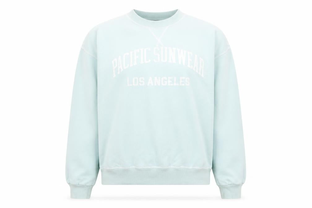 Front view of PacSun Women's Blue Pullover Sweatshirt Small Cotton Blend Casual
