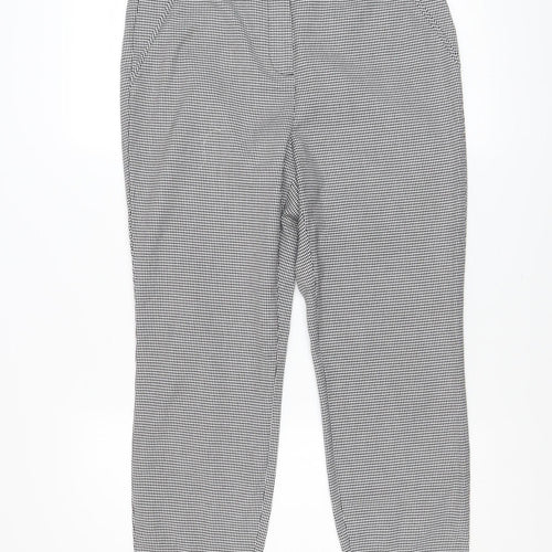 Et Vous Womens Black Houndstooth Slim Fit Stretch Trousers UK 12