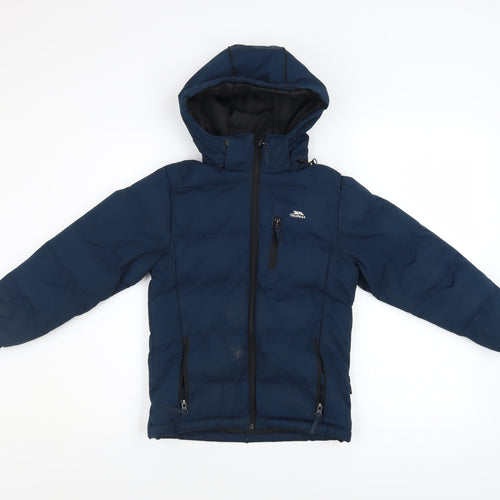 Trespass Boys Blue Waterproof Hooded Puffer Jacket 5-6 Years