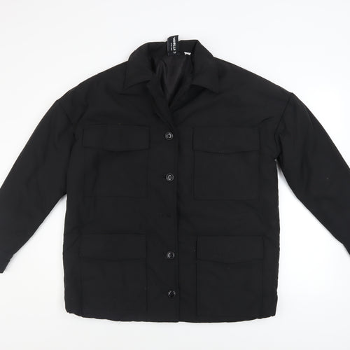 Collusion Women's Black Button Jacket Size 4 Polyester Lined Casual