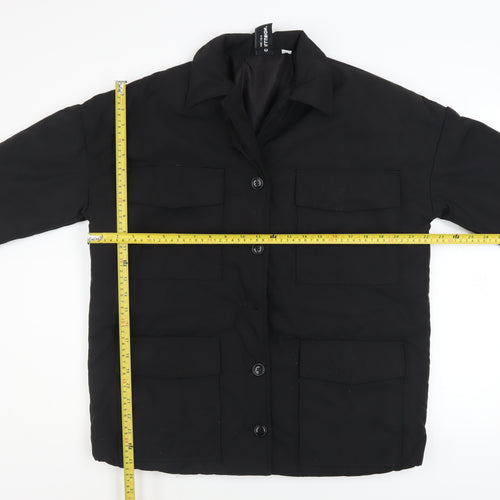 Collusion Women's Black Button Jacket Size 4 Polyester Lined Casual