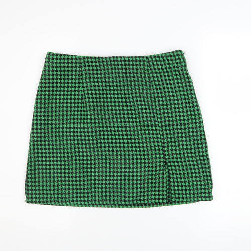 ONLY Women Green Check Knee Length Pencil Skirt Size 12