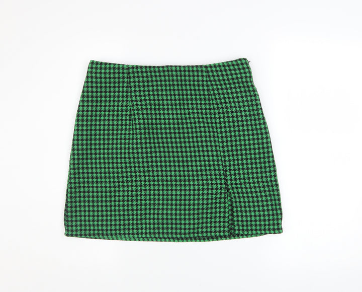 ONLY Women Green Check Knee Length Pencil Skirt Size 12