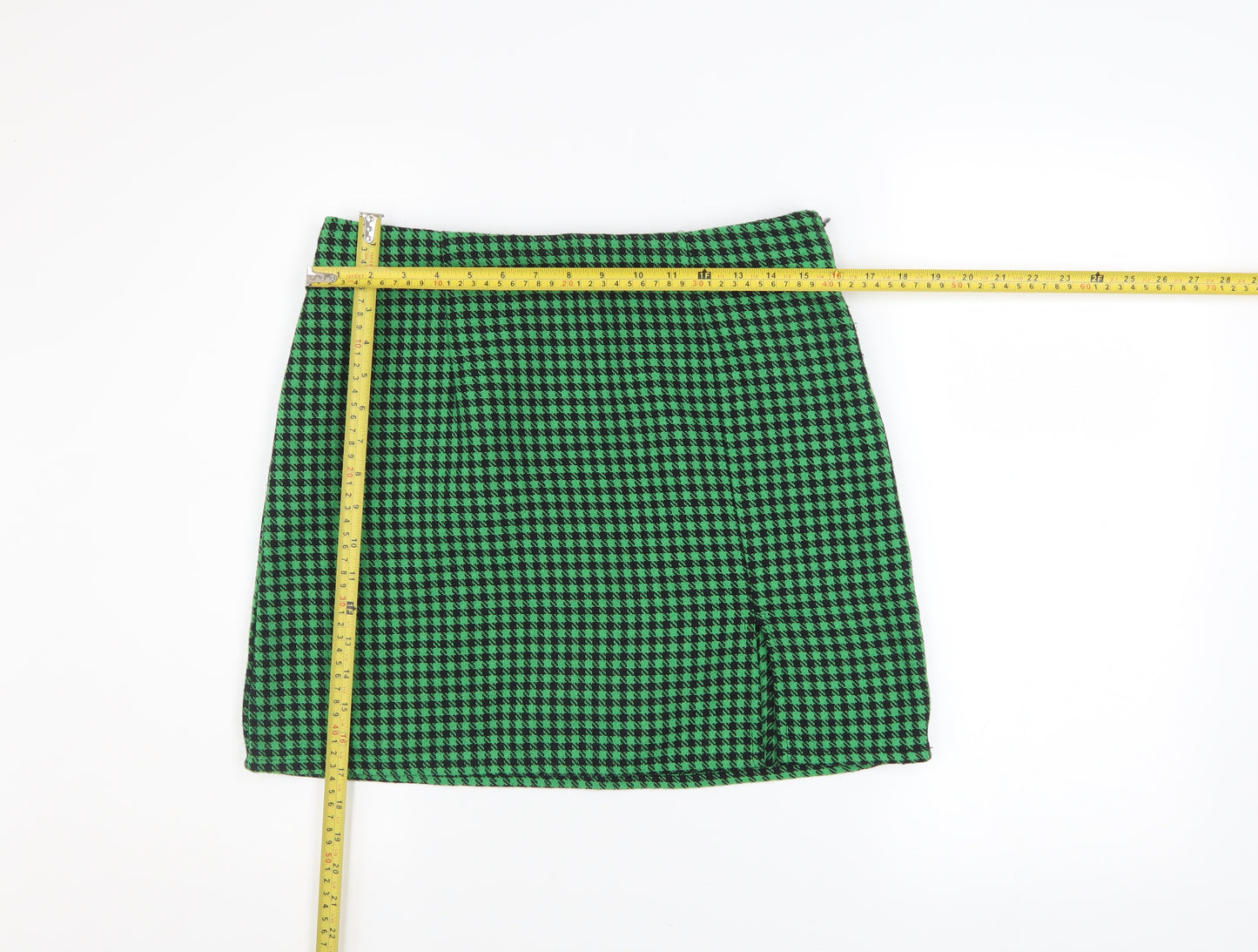 ONLY Women Green Check Knee Length Pencil Skirt Size 12