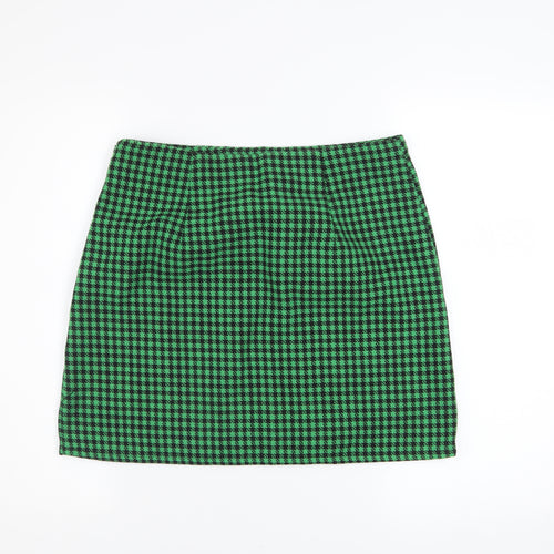 ONLY Women Green Check Knee Length Pencil Skirt Size 12