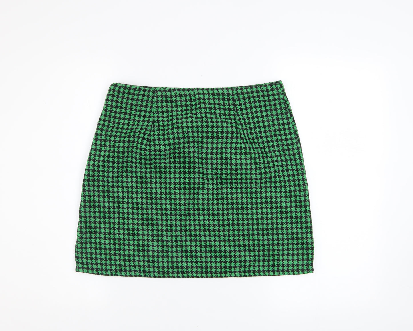 ONLY Women Green Check Knee Length Pencil Skirt Size 12