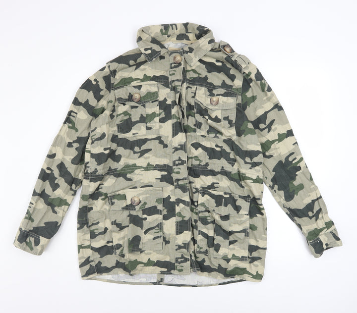 River Island Women Green Camouflage Military Jacket M