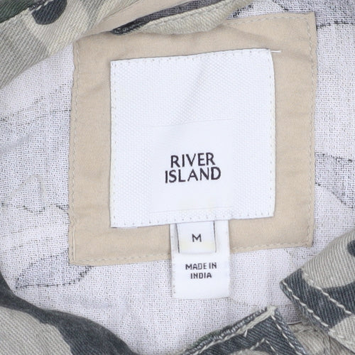 River Island Women Green Camouflage Military Jacket M