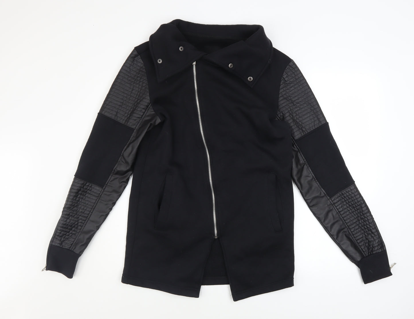 Terance Kole Women's Black Biker Jacket M Cotton Blend Quilted Sleeves