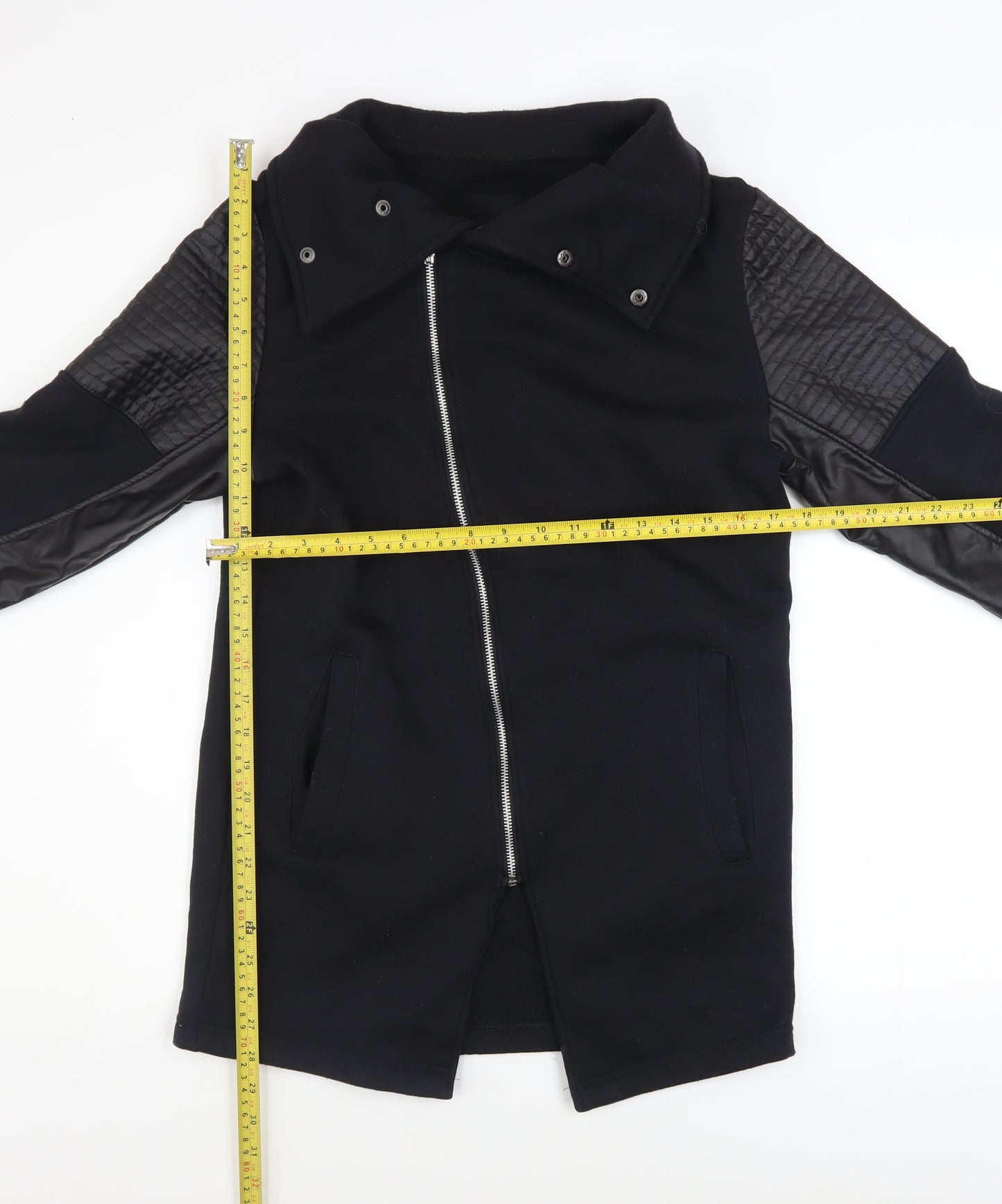 Terance Kole Women's Black Biker Jacket M Cotton Blend Quilted Sleeves