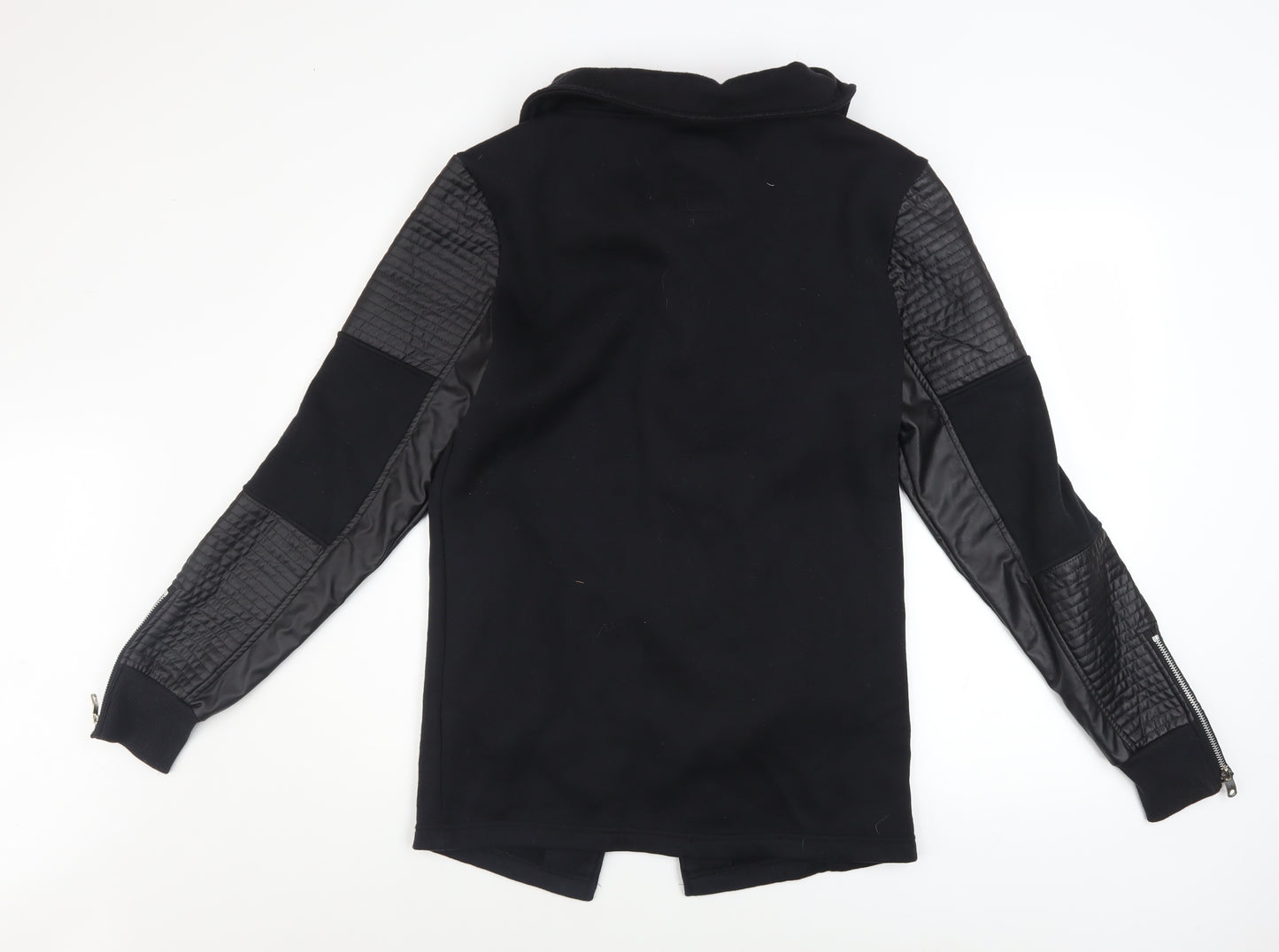 Terance Kole Women's Black Biker Jacket M Cotton Blend Quilted Sleeves