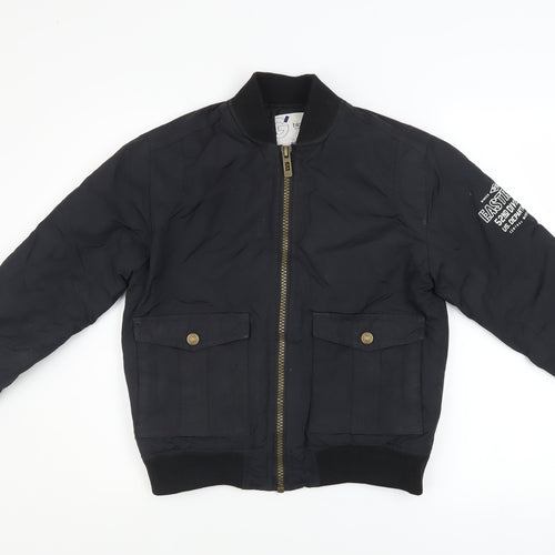 Gémo Boys Black Bomber Jacket 12 Years Lined Zip Military Style
