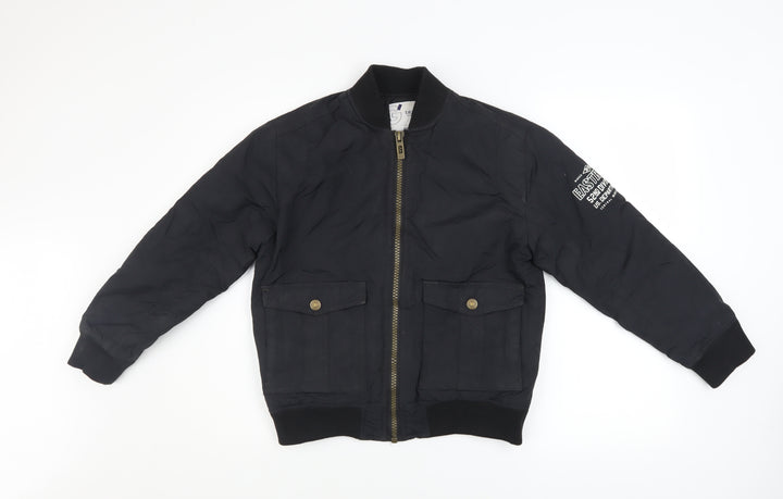 Gémo Boys Black Bomber Jacket 12 Years Lined Zip Military Style