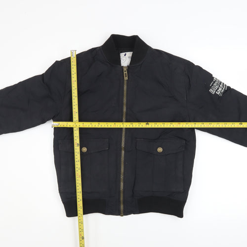 Gémo Boys Black Bomber Jacket 12 Years Lined Zip Military Style