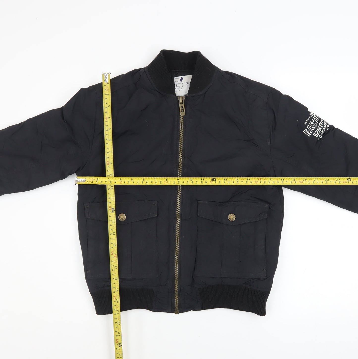 Gémo Boys Black Bomber Jacket 12 Years Lined Zip Military Style