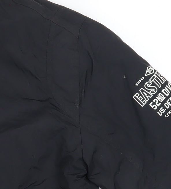 Gémo Boys Black Bomber Jacket 12 Years Lined Zip Military Style