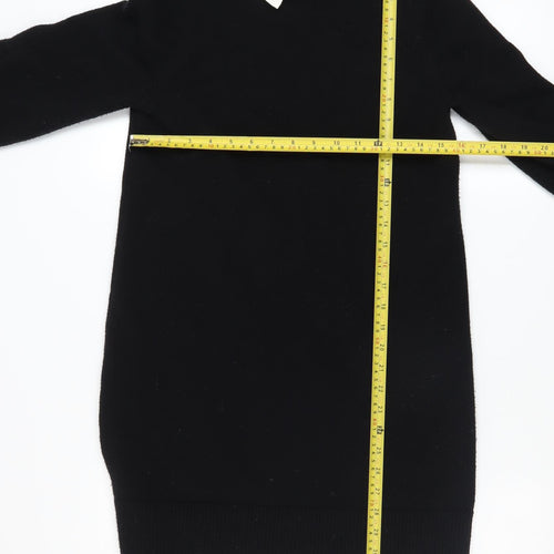 Mint Velvet Women Black XS Collared Shift Dress with Bow Sleeves