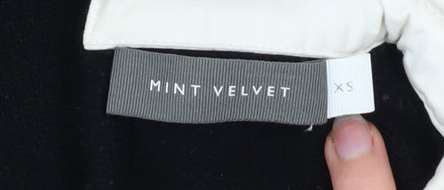 Mint Velvet Women Black XS Collared Shift Dress with Bow Sleeves
