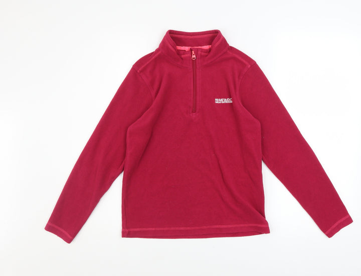 Regatta Girls Red Fleece 1/4 Zip Pullover Sweatshirt 11-12 Years