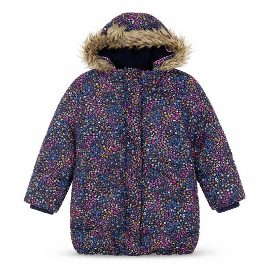 John Lewis Girls Multicoloured Floral Puffer Coat 7 Years Hooded Faux Fur Winter