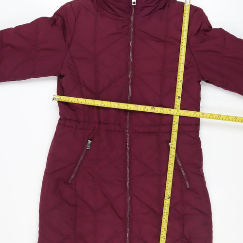 Marks and Spencer Womens Red Quilted Long Puffer Coat Size 10