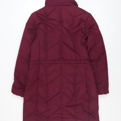 Marks and Spencer Womens Red Quilted Long Puffer Coat Size 10