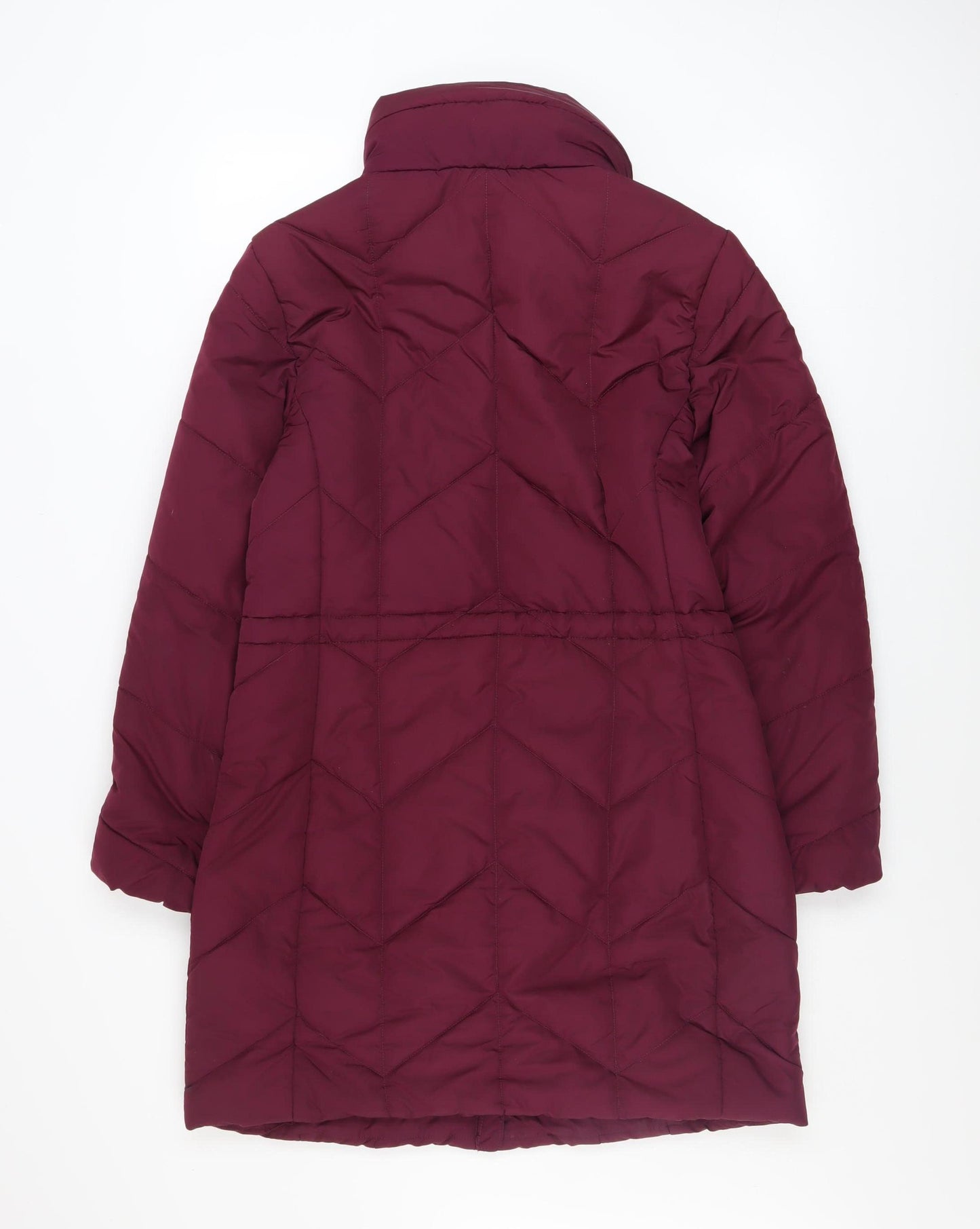 Marks and Spencer Womens Red Quilted Long Puffer Coat Size 10