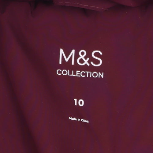 Marks and Spencer Womens Red Quilted Long Puffer Coat Size 10