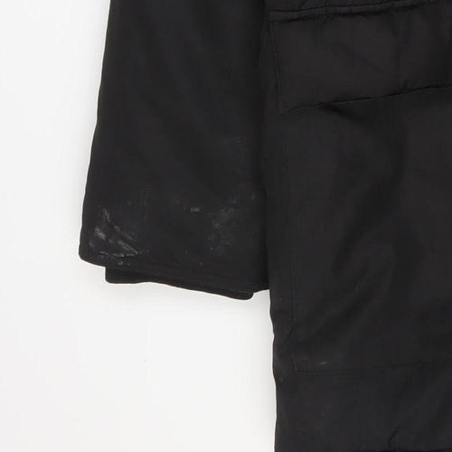 French Connection Men's Black L Hooded Fur Trim Winter Parka Coat
