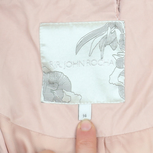 RJR John Rocha Women Pink Long Puffer Coat Size 14 Winter Jacket