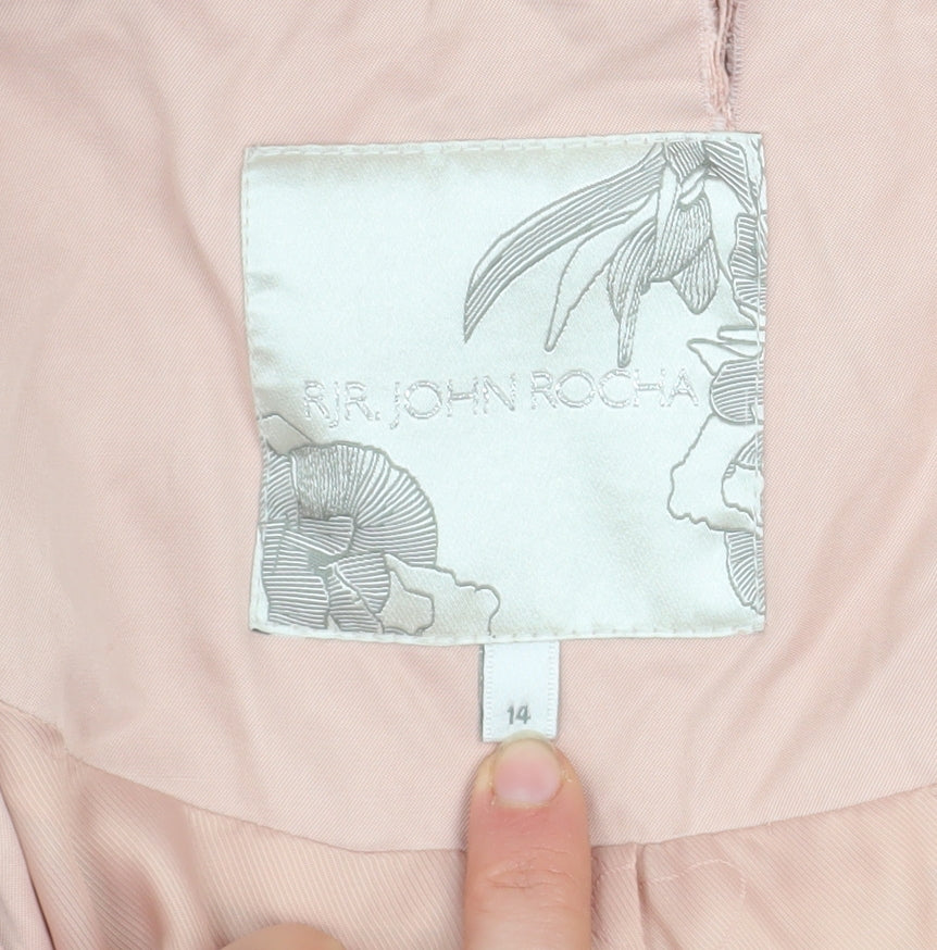 RJR John Rocha Women Pink Long Puffer Coat Size 14 Winter Jacket
