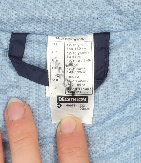 Quechua Boys Blue Hooded Puffer Jacket 12-13 Years Lightweight Insulated